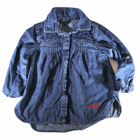 TOMMY HILFIGER Denim Embroidered Tunic Top 24m - Picture 1 of 6